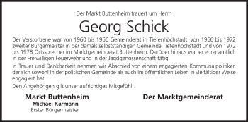 Anzeige von Georg Schick von MGO