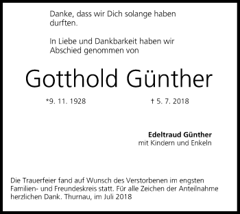 Anzeige von Gotthold Günther von MGO