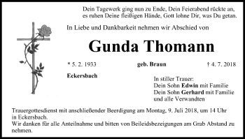Anzeige von Gunda Thomann von MGO