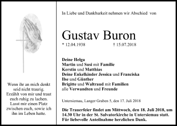 Anzeige von Gustav Buron von MGO