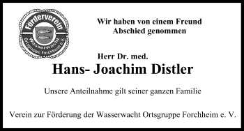 Anzeige von Hans-Joachim Distler von MGO
