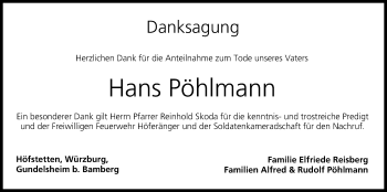 Anzeige von Hans Pöhlmann von MGO