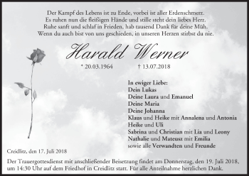 Anzeige von Harald Werner von MGO