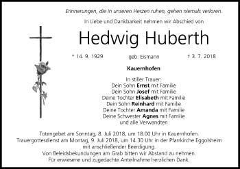 Anzeige von Hedwig Huberth von MGO