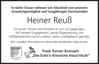 Anzeige von Heiner Reuß von MGO