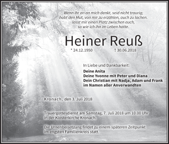 Anzeige von Heiner Reuß von MGO