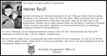 Anzeige von Heiner Reuß von MGO