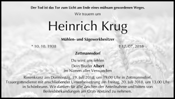 Anzeige von Heinrich Krug von MGO