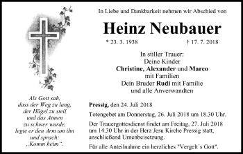 Anzeige von Heinz Neubauer von MGO