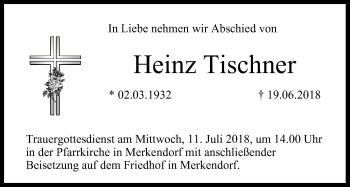 Anzeige von Heinz Tischner von MGO