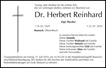 Anzeige von Herbert Reinhard von MGO