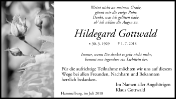 Anzeige von Hildegard Gottwald von MGO
