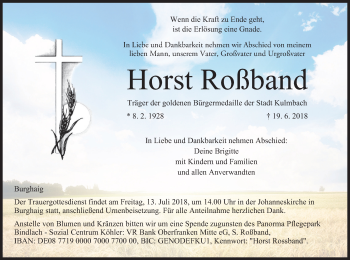 Anzeige von Horst Roßband von MGO