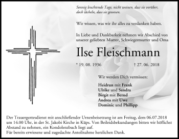 Anzeige von Ilse Fleischmann von MGO
