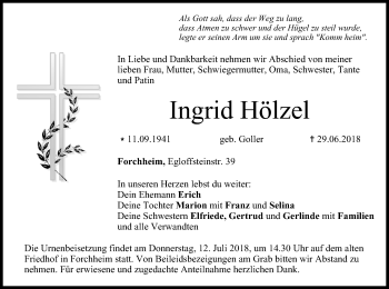Anzeige von Ingrid Hölzel von MGO