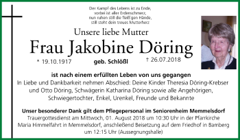 Anzeige von Jakobine Döring von MGO