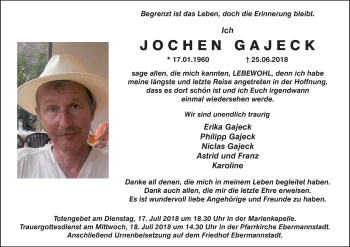 Anzeige von Jochen Gajeck von MGO