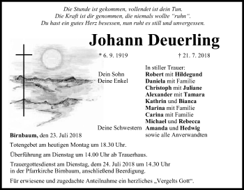 Anzeige von Johann Deuerling von MGO