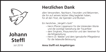 Anzeige von Johann Steffl von MGO