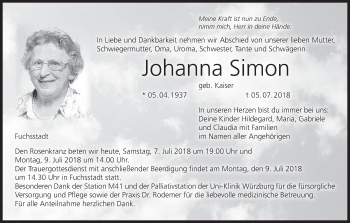 Anzeige von Johanna Simon von MGO