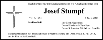 Anzeige von Josef Stumpf von MGO