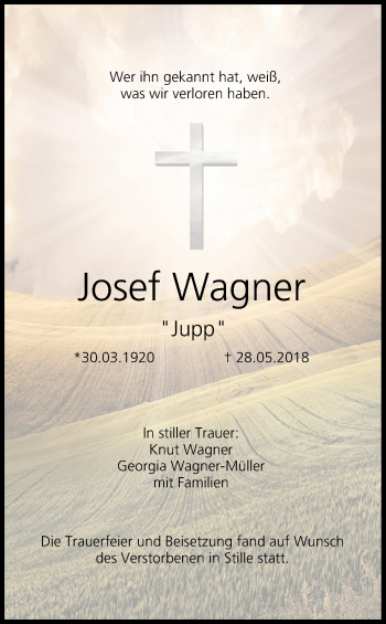 Anzeige von Josef Wagner von MGO