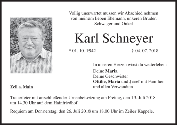 Anzeige von Karl Schneyer von MGO
