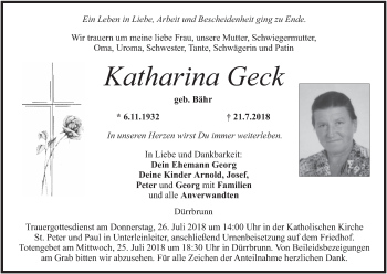 Anzeige von Katharina Geck von MGO