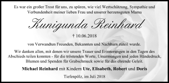 Anzeige von Kunigunda Reinhard von MGO