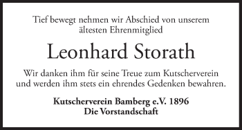 Anzeige von Leonhard Storath von MGO