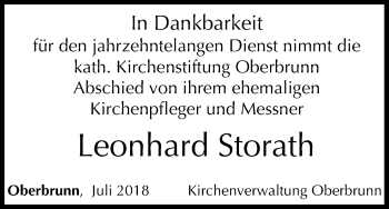 Anzeige von Leonhard Storath von MGO