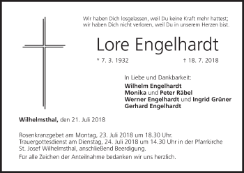 Anzeige von Lore Engelhardt von MGO