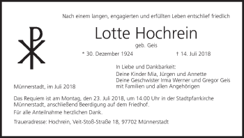 Anzeige von Lotte Hochrein von MGO