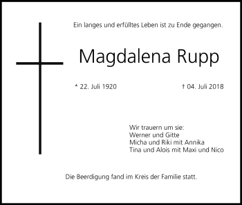 Anzeige von Magdalena Rupp von MGO