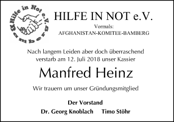 Anzeige von Manfred Heinz von MGO