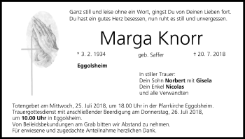 Anzeige von Marga Knorr von MGO