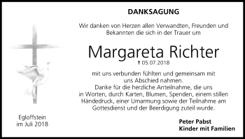 Anzeige von Margareta Richter von MGO
