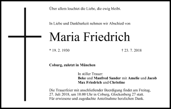 Anzeige von Maria Friedrich von MGO