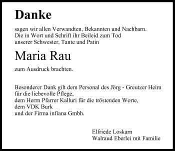 Anzeige von Maria Rau von MGO