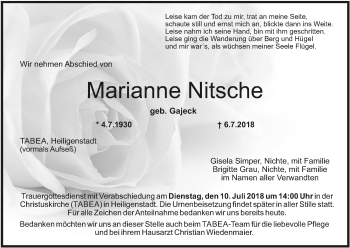 Anzeige von Marianne Nitsche von MGO