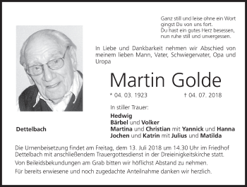 Anzeige von Martin Golde von MGO