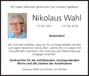Anzeige von Nikolaus Wahl von MGO