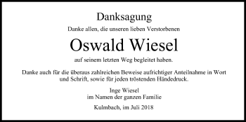 Anzeige von Oswald Wiesel von MGO