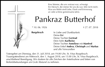 Anzeige von Pankraz Butterhof von MGO