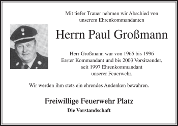 Anzeige von Paul Großmann von MGO