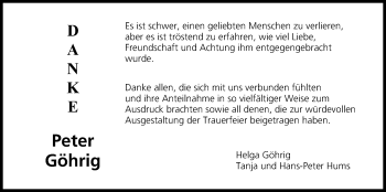 Anzeige von Peter Göhrig von MGO