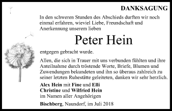 Anzeige von Peter Hein von MGO