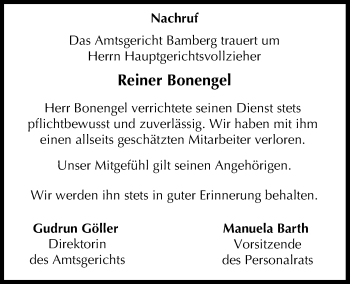 Anzeige von Reiner Bonengel von MGO