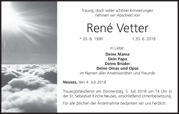 Anzeige von Rene Vetter von MGO