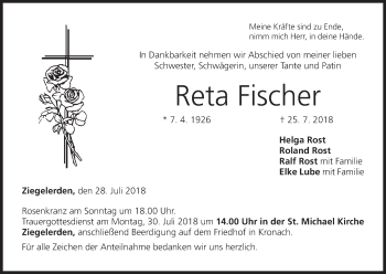 Anzeige von Reta Fischer von MGO